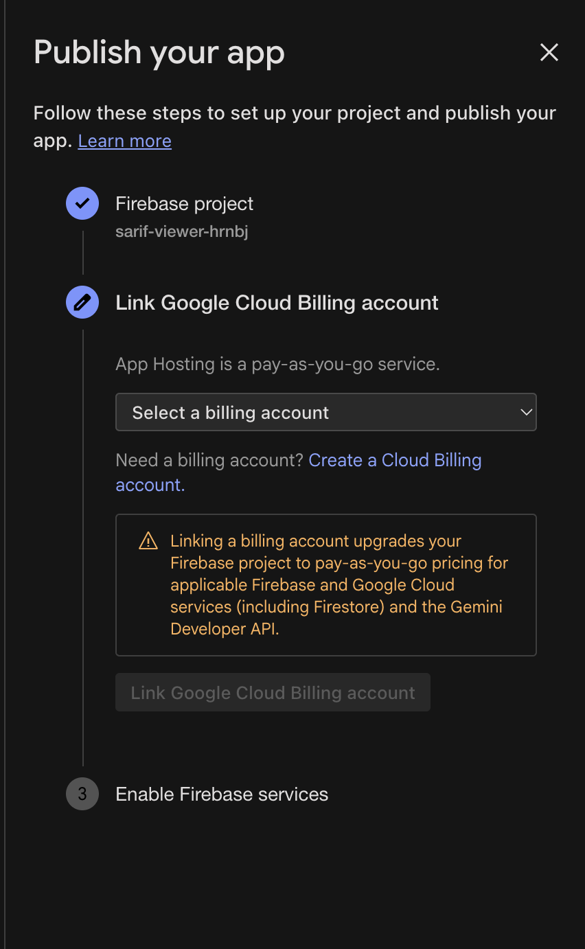 Firebase Hosting Publish UI
